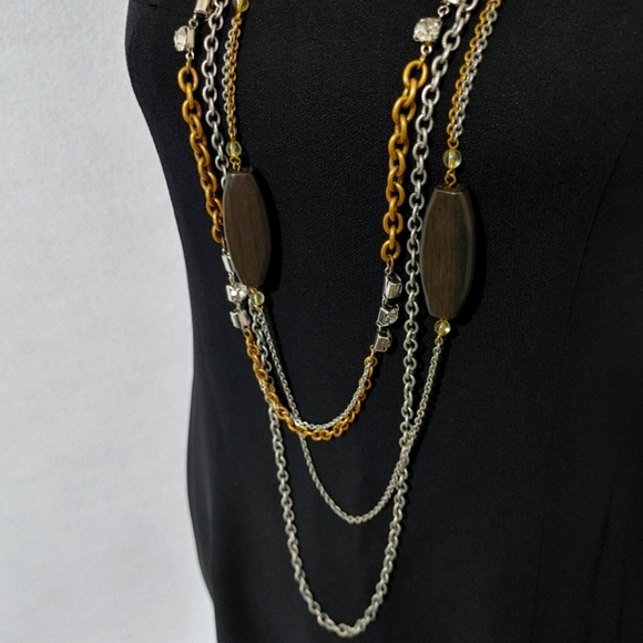 Chico's Multi Chain Long Statement Necklace - Picture 3 of 5